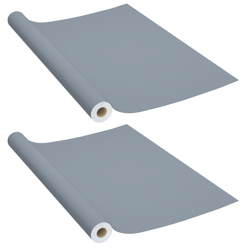 vidaXL Folii de mobilier autoadezive, 2 buc., gri, 500 x 90 cm, PVC vidaXL Folii de mobilier autoadezive, 2 buc., gri, 500 x 90 cm, PVC