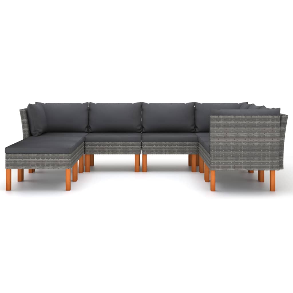 vidaXL Set mobilier de grădină cu perne, 8 piese, gri, poliratan vidaXL Set mobilier de grădină cu perne, 8 piese, gri, poliratan