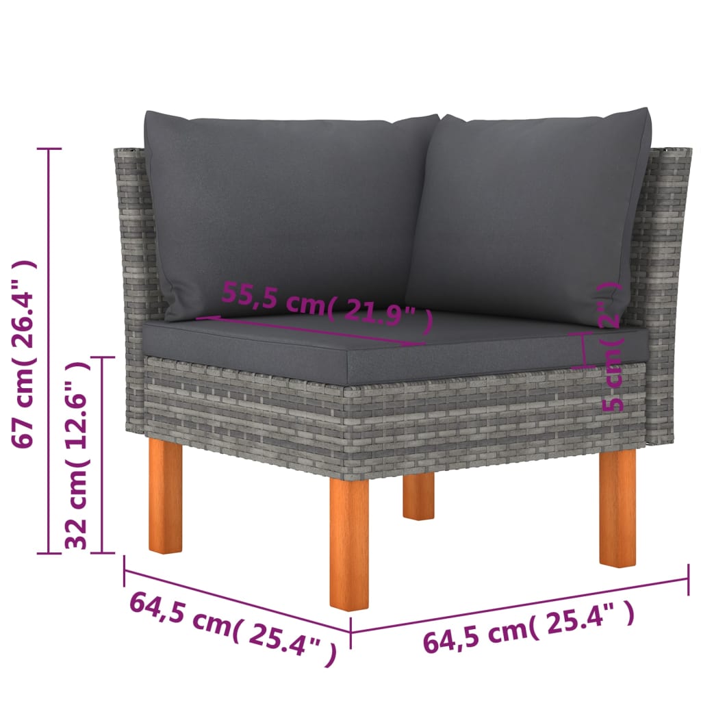 vidaXL Set mobilier de grădină cu perne, 9 piese, gri, poliratan vidaXL Set mobilier de grădină cu perne, 9 piese, gri, poliratan