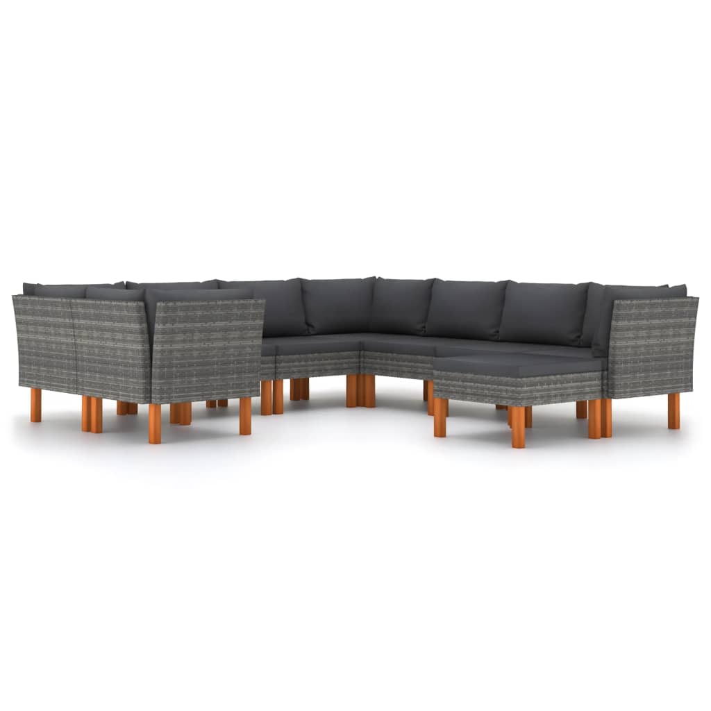 vidaXL Set mobilier de grădină cu perne, 9 piese, gri, poliratan vidaXL Set mobilier de grădină cu perne, 9 piese, gri, poliratan