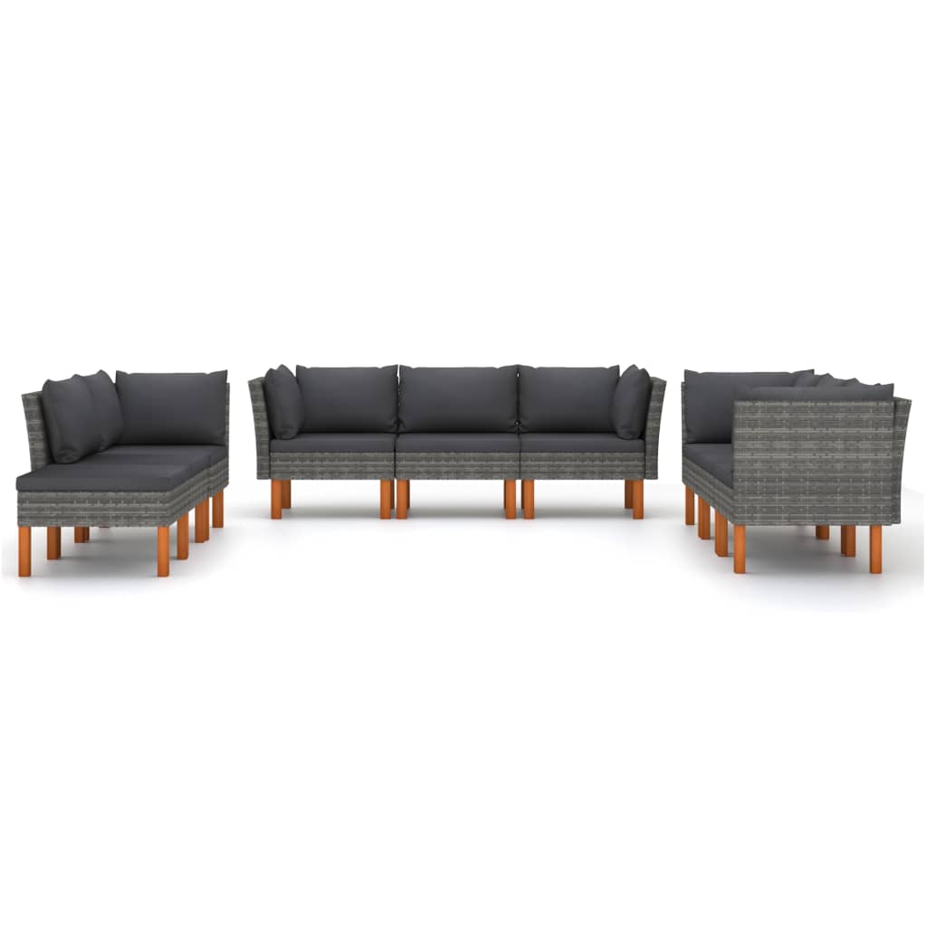vidaXL Set mobilier de grădină cu perne, 9 piese, gri, poliratan vidaXL Set mobilier de grădină cu perne, 9 piese, gri, poliratan