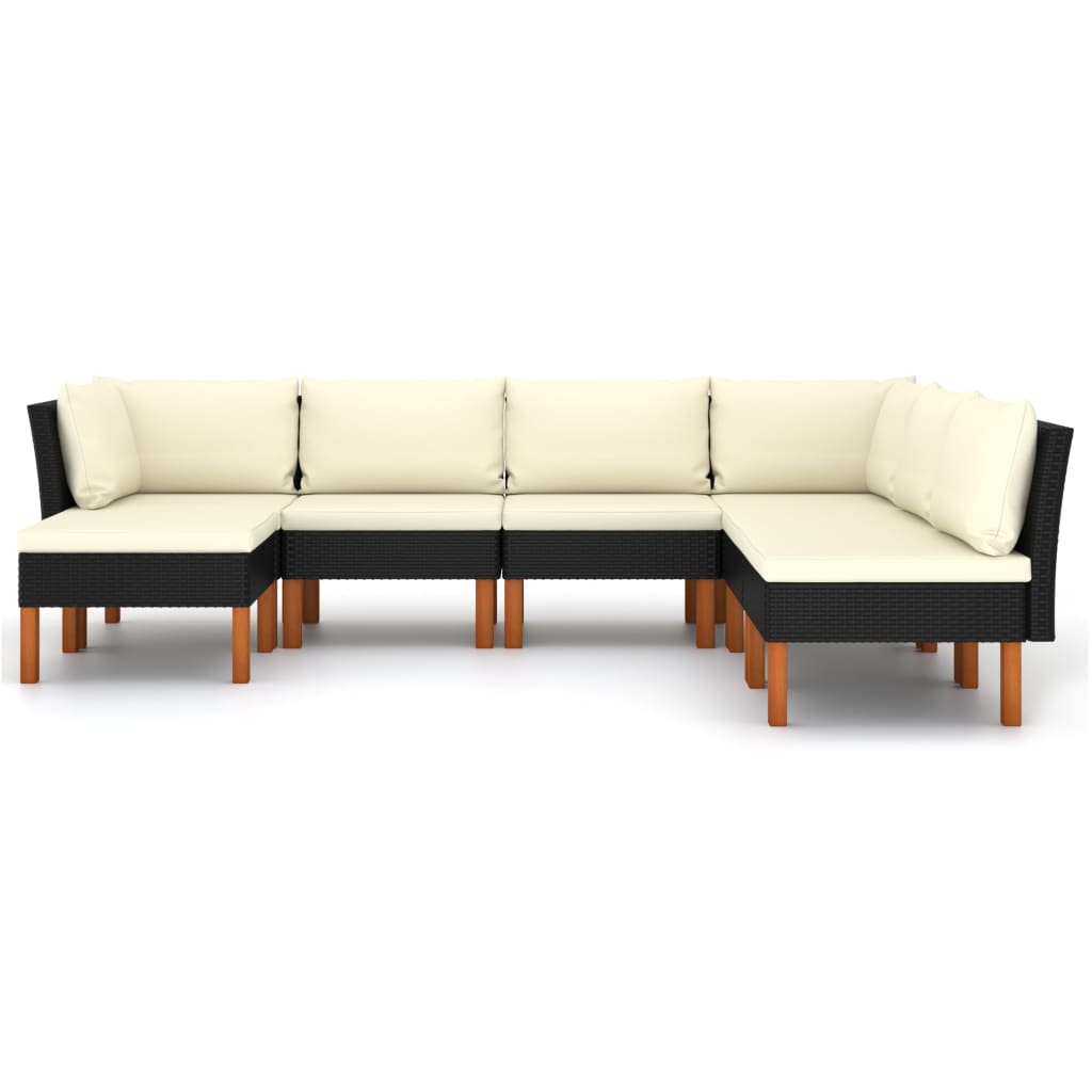 vidaXL Set mobilier de grădină cu perne, 7 piese, negru, poliratan vidaXL Set mobilier de grădină cu perne, 7 piese, negru, poliratan