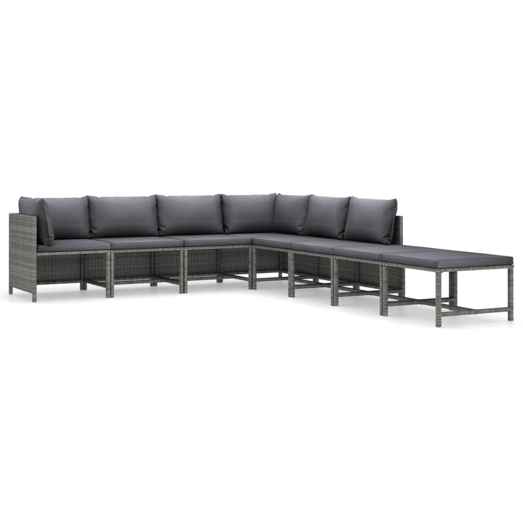 vidaXL Set mobilier de grădină cu perne, 8 piese, gri, poliratan vidaXL Set mobilier de grădină cu perne, 8 piese, gri, poliratan
