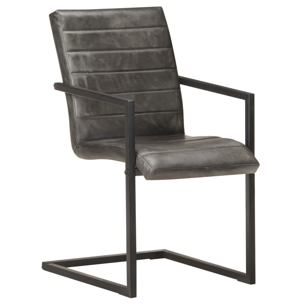 vidaXL Scaune de bucătărie consolă, 6 buc., gri, piele naturală