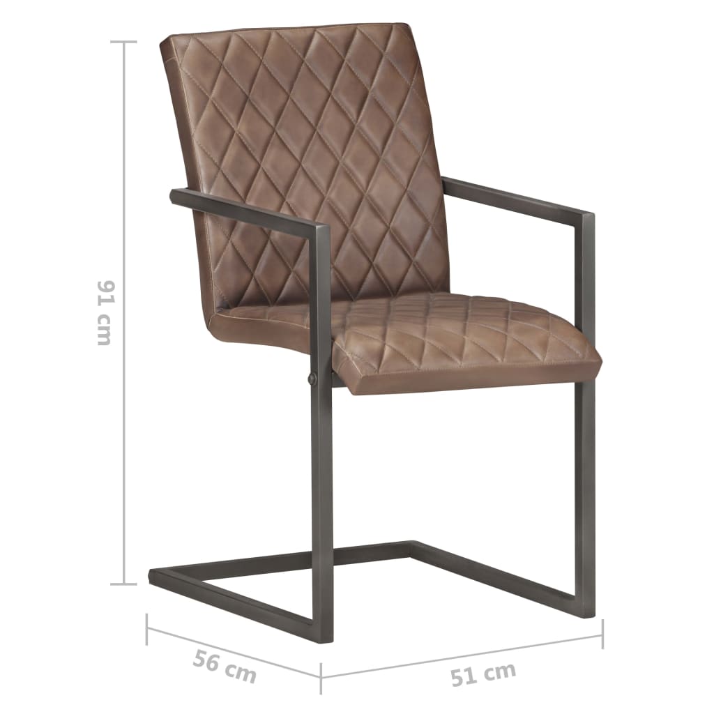 vidaXL Scaune de bucătărie tip consolă, 6 buc., maro, piele naturală vidaXL Scaune de bucătărie tip consolă, 6 buc., maro, piele naturală