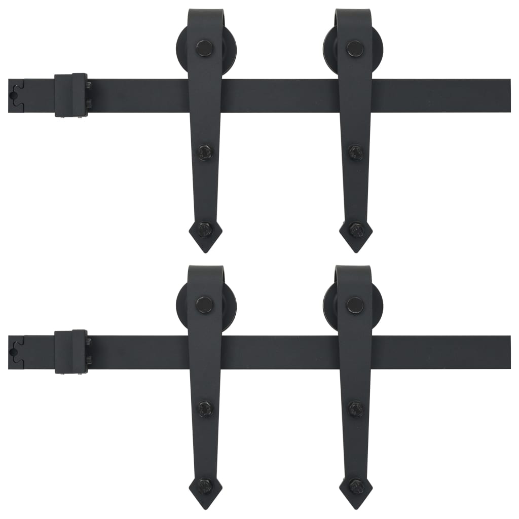 vidaXL Seturi de feronerie uși glisante, 2 buc., negru, 200 cm, oțel vidaXL Seturi de feronerie uși glisante, 2 buc., negru, 200 cm, oțel