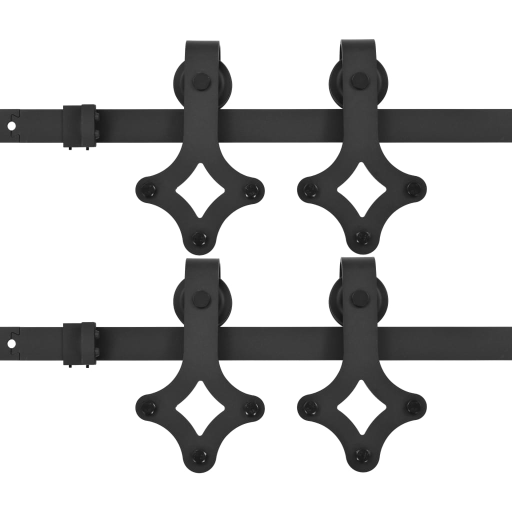 vidaXL Set feronerie pentru uși glisante, 2 piese,negru, 200 cm, oțel vidaXL Set feronerie pentru uși glisante, 2 piese,negru, 200 cm, oțel