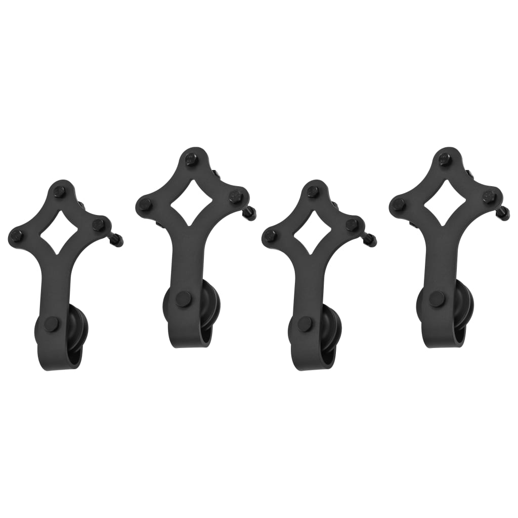 vidaXL Set feronerie pentru uși glisante, 2 piese,negru, 200 cm, oțel vidaXL Set feronerie pentru uși glisante, 2 piese,negru, 200 cm, oțel