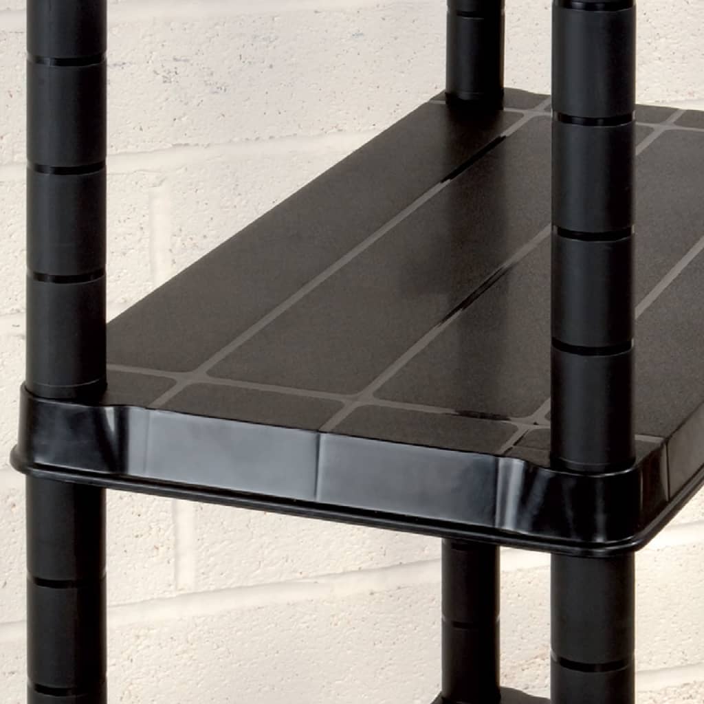 vidaXL Raft de depozitare cu 4 polițe, negru, 122x30,5x130 cm, plastic vidaXL Raft de depozitare cu 4 polițe, negru, 122x30,5x130 cm, plastic
