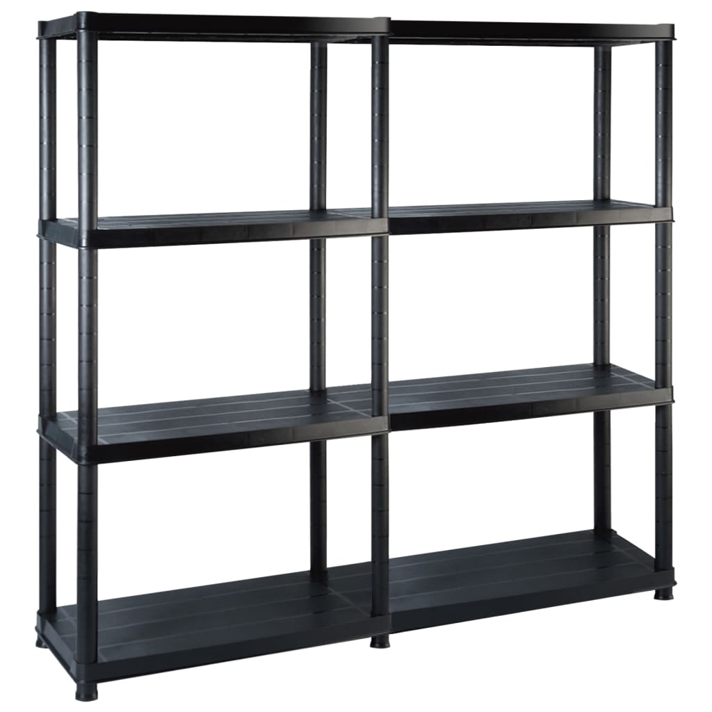 vidaXL Raft de depozitare cu 4 polițe, negru, 122x30,5x130 cm, plastic vidaXL Raft de depozitare cu 4 polițe, negru, 122x30,5x130 cm, plastic