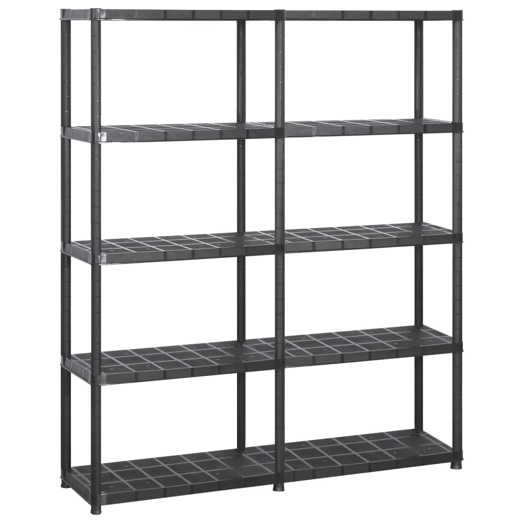 vidaXL Raft de depozitare cu 5 polițe, negru, 142x38x170 cm, plastic vidaXL Raft de depozitare cu 5 polițe, negru, 142x38x170 cm, plastic