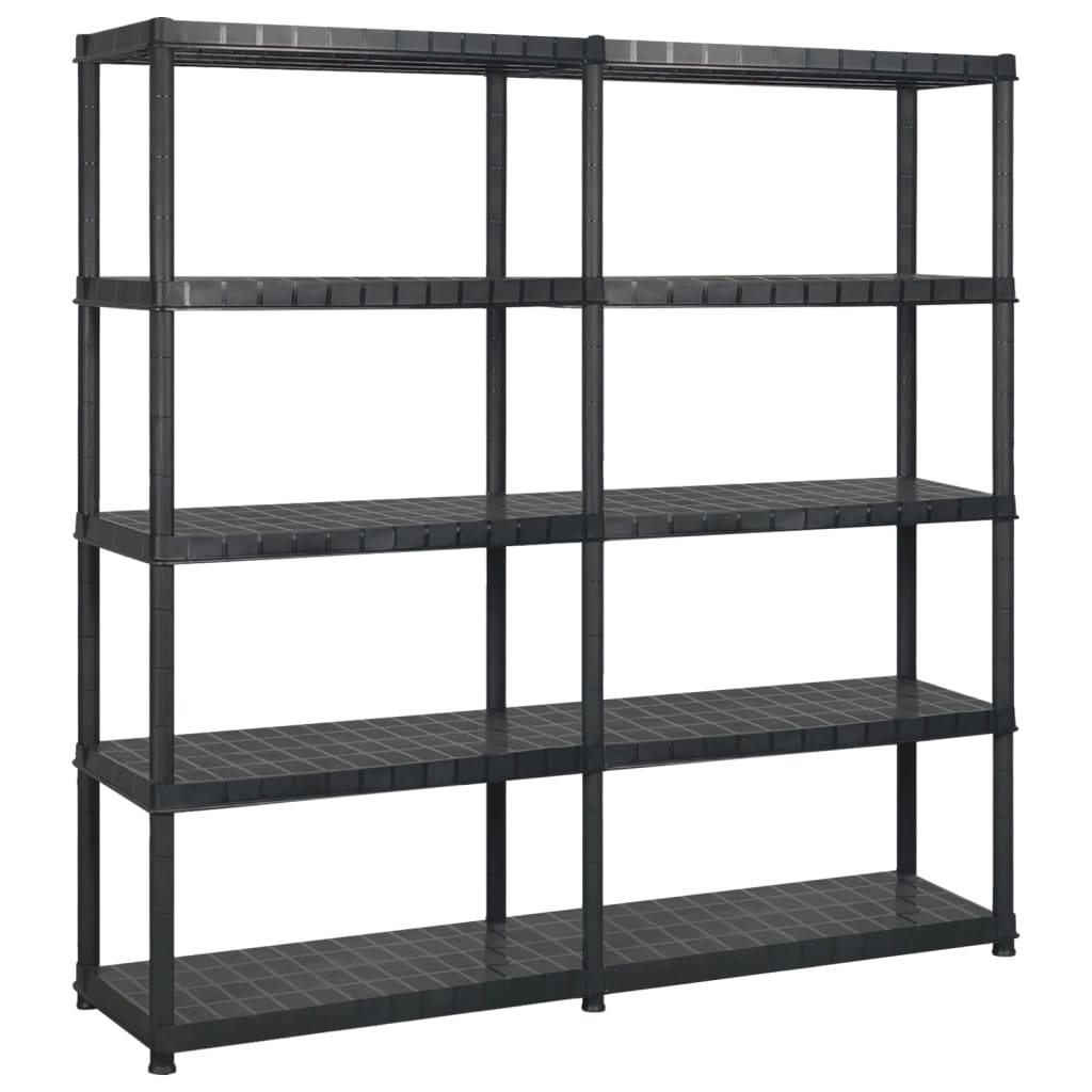 vidaXL Raft de depozitare cu 5 polițe, negru, 170x40x185 cm, plastic vidaXL Raft de depozitare cu 5 polițe, negru, 170x40x185 cm, plastic