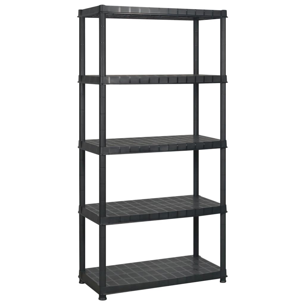 vidaXL Raft de depozitare cu 5 polițe, negru, 183x45,7x185 cm, plastic vidaXL Raft de depozitare cu 5 polițe, negru, 183x45,7x185 cm, plastic