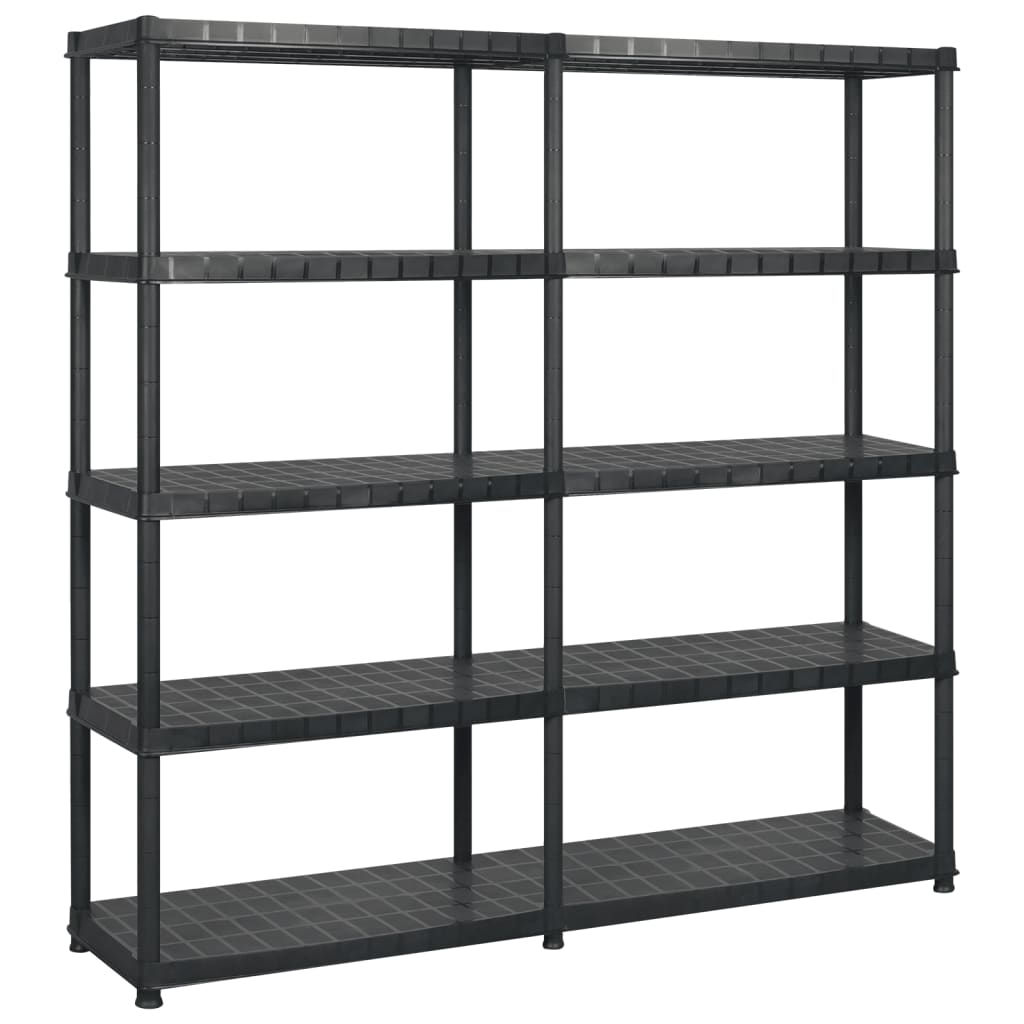 vidaXL Raft de depozitare cu 5 polițe, negru, 183x45,7x185 cm, plastic vidaXL Raft de depozitare cu 5 polițe, negru, 183x45,7x185 cm, plastic