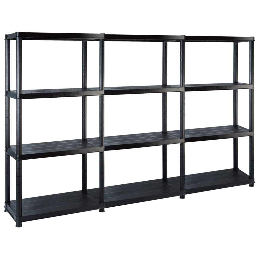 vidaXL Raft de depozitare cu 4 polițe, negru, 183x30,5x130 cm, plastic vidaXL Raft de depozitare cu 4 polițe, negru, 183x30,5x130 cm, plastic
