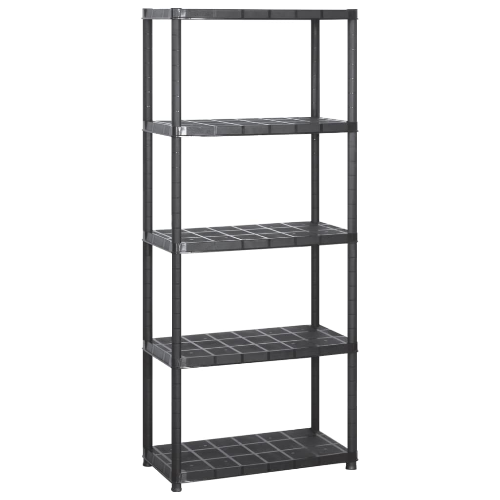 vidaXL Raft de depozitare cu 5 polițe, negru, 213x38x170 cm, plastic vidaXL Raft de depozitare cu 5 polițe, negru, 213x38x170 cm, plastic