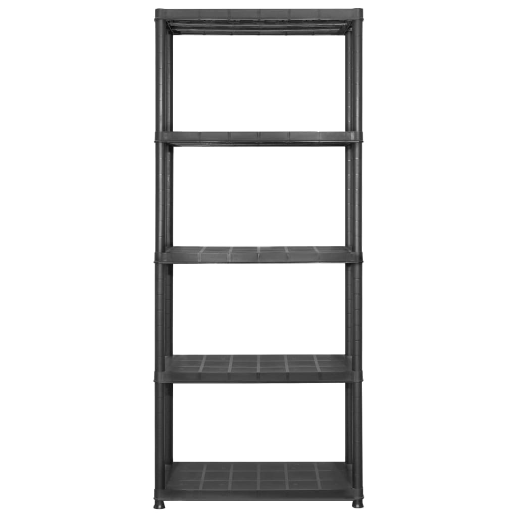 vidaXL Raft de depozitare cu 5 polițe, negru, 213x38x170 cm, plastic vidaXL Raft de depozitare cu 5 polițe, negru, 213x38x170 cm, plastic