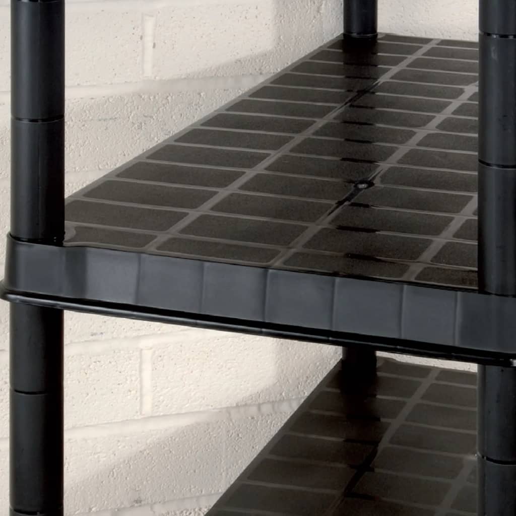 vidaXL Raft de depozitare cu 5 polițe, negru, 255x40x185 cm, plastic vidaXL Raft de depozitare cu 5 polițe, negru, 255x40x185 cm, plastic