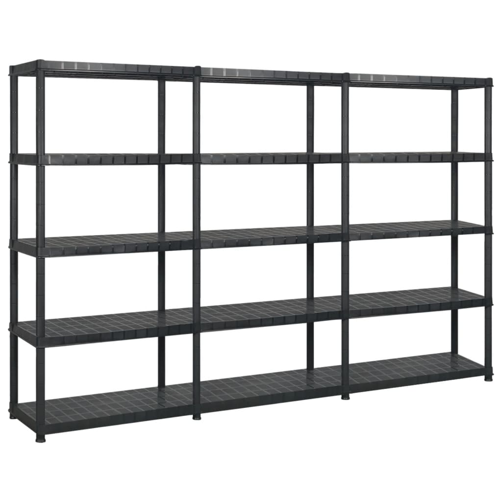 vidaXL Raft de depozitare cu 5 polițe, negru, 255x40x185 cm, plastic vidaXL Raft de depozitare cu 5 polițe, negru, 255x40x185 cm, plastic
