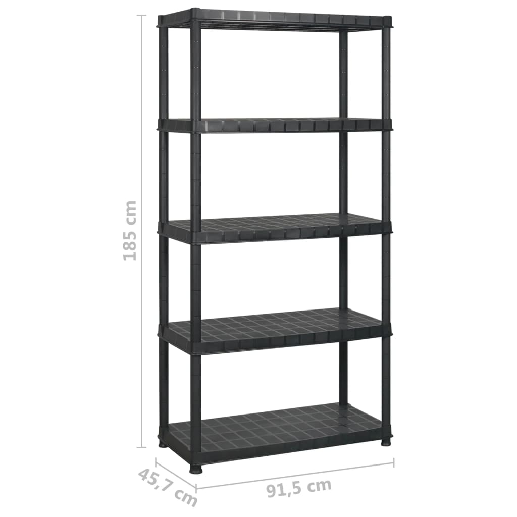 vidaXL Raft de depozitare 5 niveluri negru 274,5x45,7x185 cm, plastic vidaXL Raft de depozitare 5 niveluri negru 274,5x45,7x185 cm, plastic