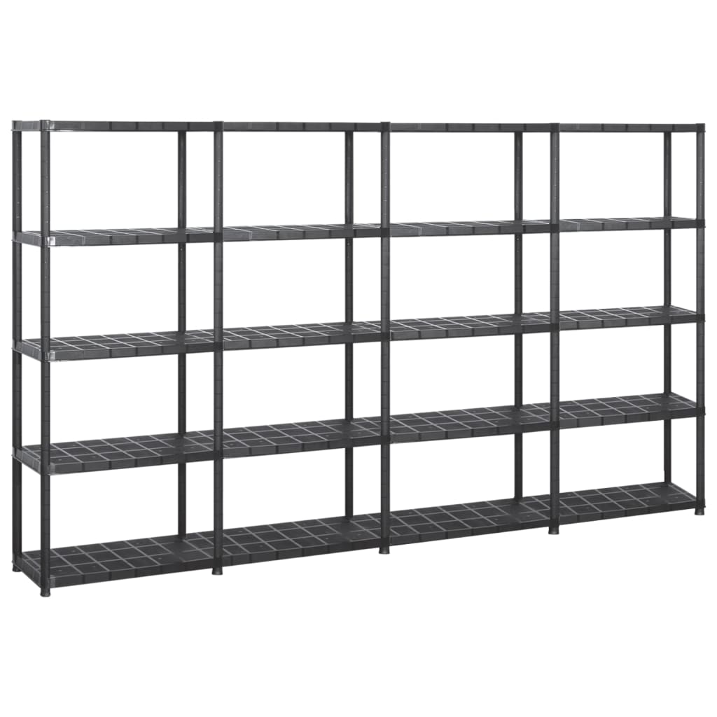 vidaXL Raft de depozitare cu 5 polițe, negru, 284x38x170 cm, plastic vidaXL Raft de depozitare cu 5 polițe, negru, 284x38x170 cm, plastic