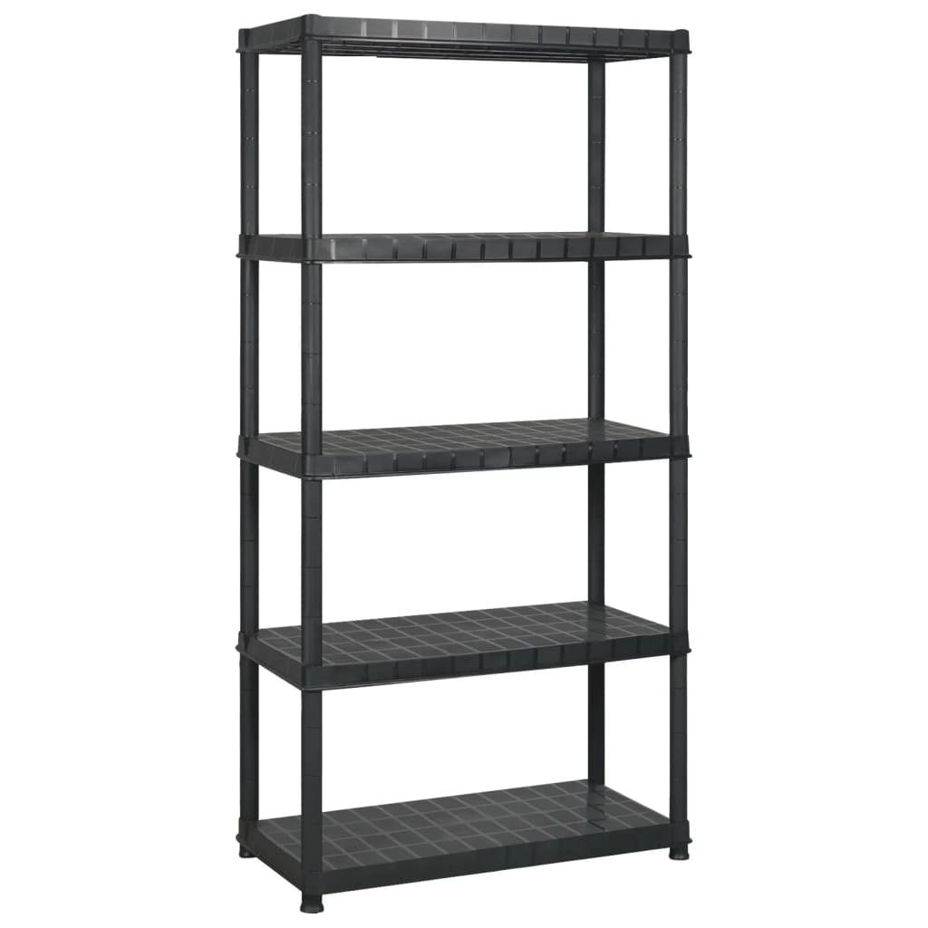 vidaXL Raft de depozitare cu 5 polițe, negru, 340x40x185 cm, plastic vidaXL Raft de depozitare cu 5 polițe, negru, 340x40x185 cm, plastic