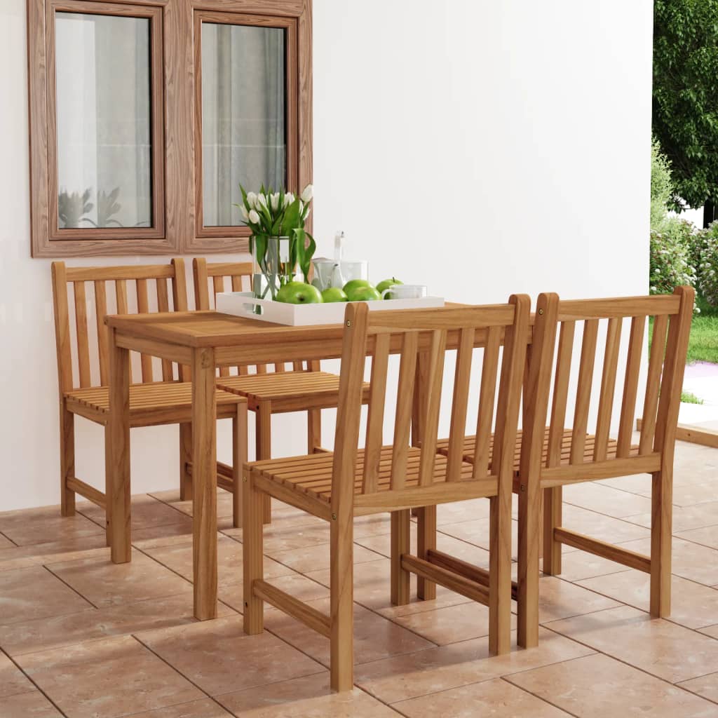 vidaXL Set de mobilier de grădină cu 5 piese, 120x70 cm, lemn masiv de tec vidaXL Set de mobilier de grădină cu 5 piese, 120x70 cm, lemn masiv de tec