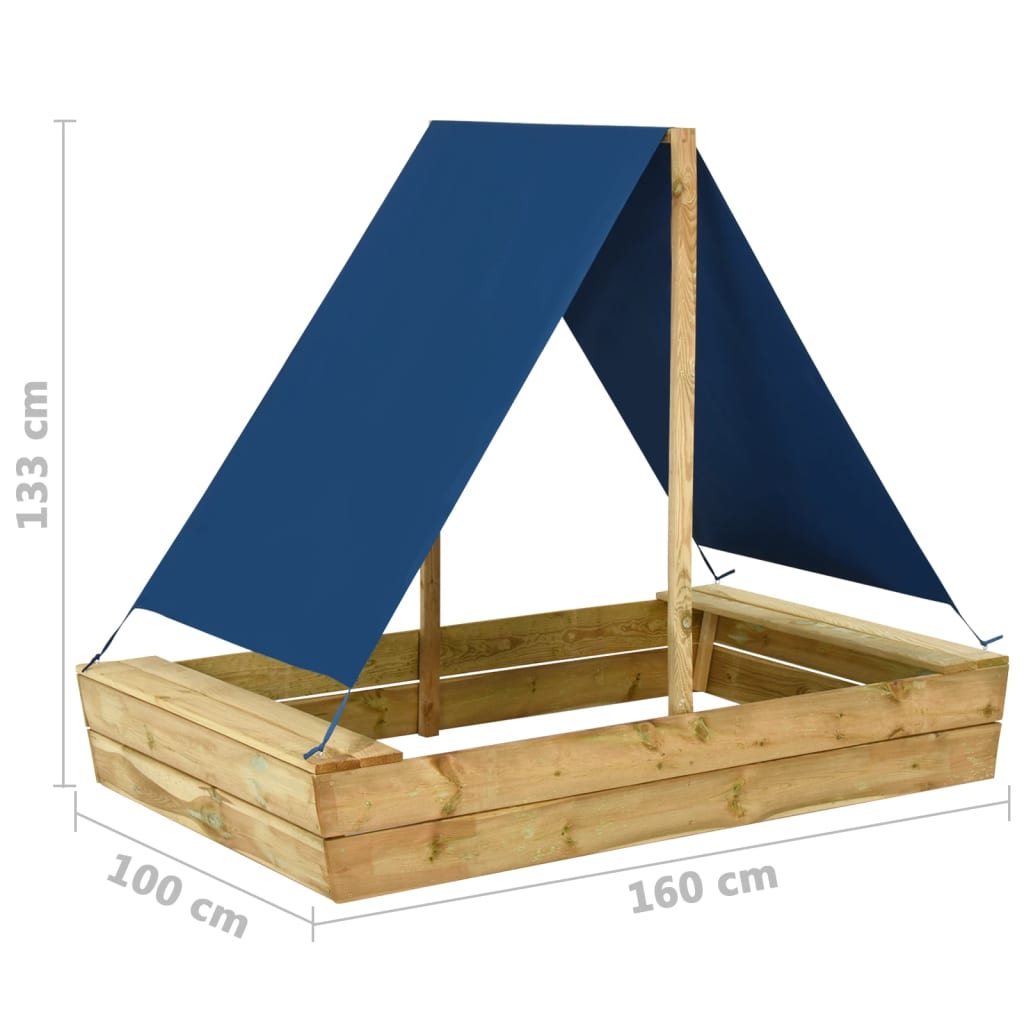 vidaXL Groapă de nisip cu acoperiș, 160x100x133 cm, lemn de pin tratat vidaXL Groapă de nisip cu acoperiș, 160x100x133 cm, lemn de pin tratat