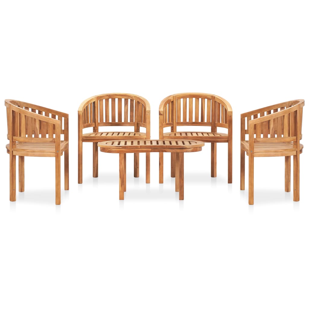vidaXL Set mobilier grădină tip banană, 5 piese, lemn masiv de tec vidaXL Set mobilier grădină tip banană, 5 piese, lemn masiv de tec