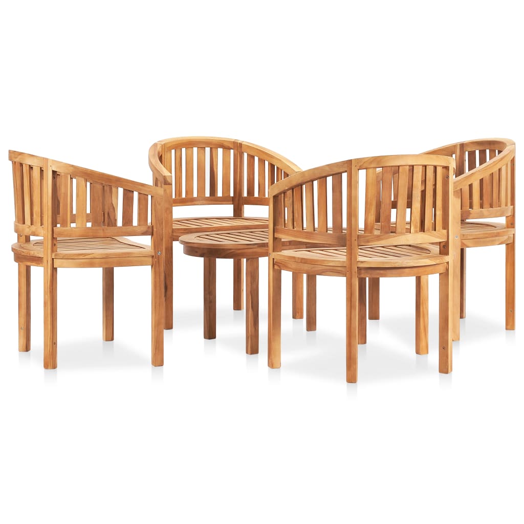vidaXL Set mobilier grădină tip banană, 5 piese, lemn masiv de tec vidaXL Set mobilier grădină tip banană, 5 piese, lemn masiv de tec