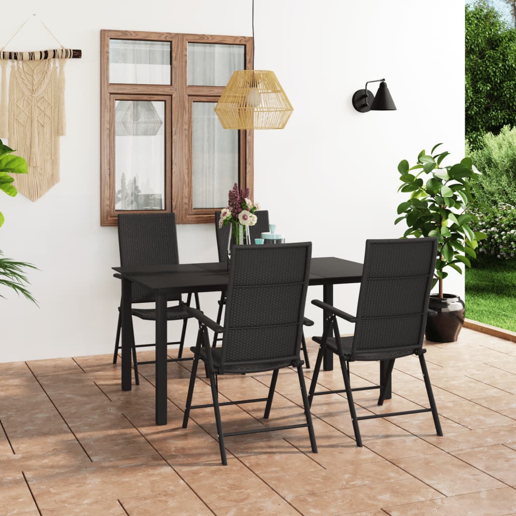 vidaXL Set mobilier de grădină, 5 piese, negru vidaXL Set mobilier de grădină, 5 piese, negru