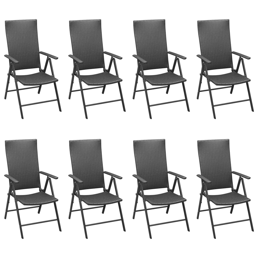 vidaXL Set mobilier de grădină, 9 piese, negru