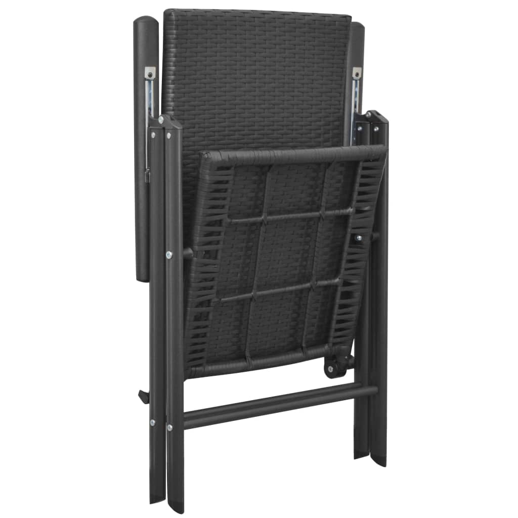 vidaXL Set mobilier de grădină, 9 piese, negru