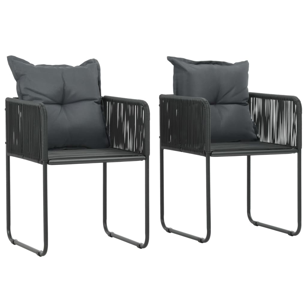 vidaXL Set mobilier masă de grădină, 3 piese, negru, ratan PVC vidaXL Set mobilier masă de grădină, 3 piese, negru, ratan PVC