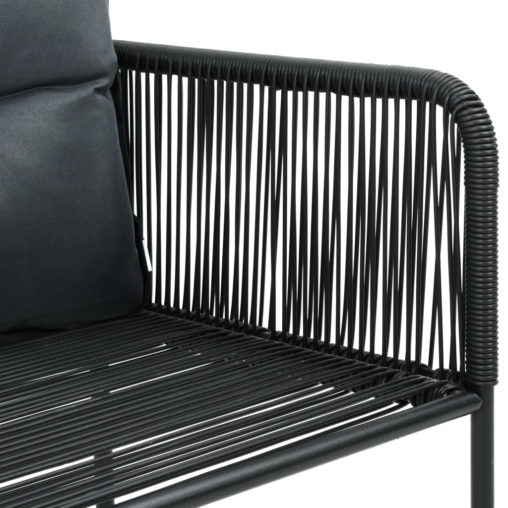 vidaXL Set mobilier masă de grădină, 5 piese, negru, ratan PVC vidaXL Set mobilier masă de grădină, 5 piese, negru, ratan PVC