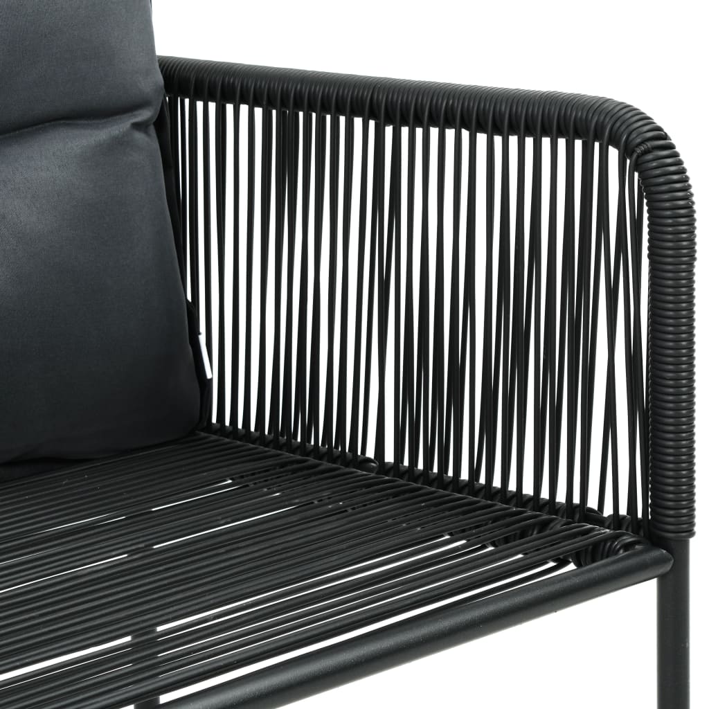 vidaXL Set mobilier masă de grădină, 7 piese, negru, ratan PVC vidaXL Set mobilier masă de grădină, 7 piese, negru, ratan PVC