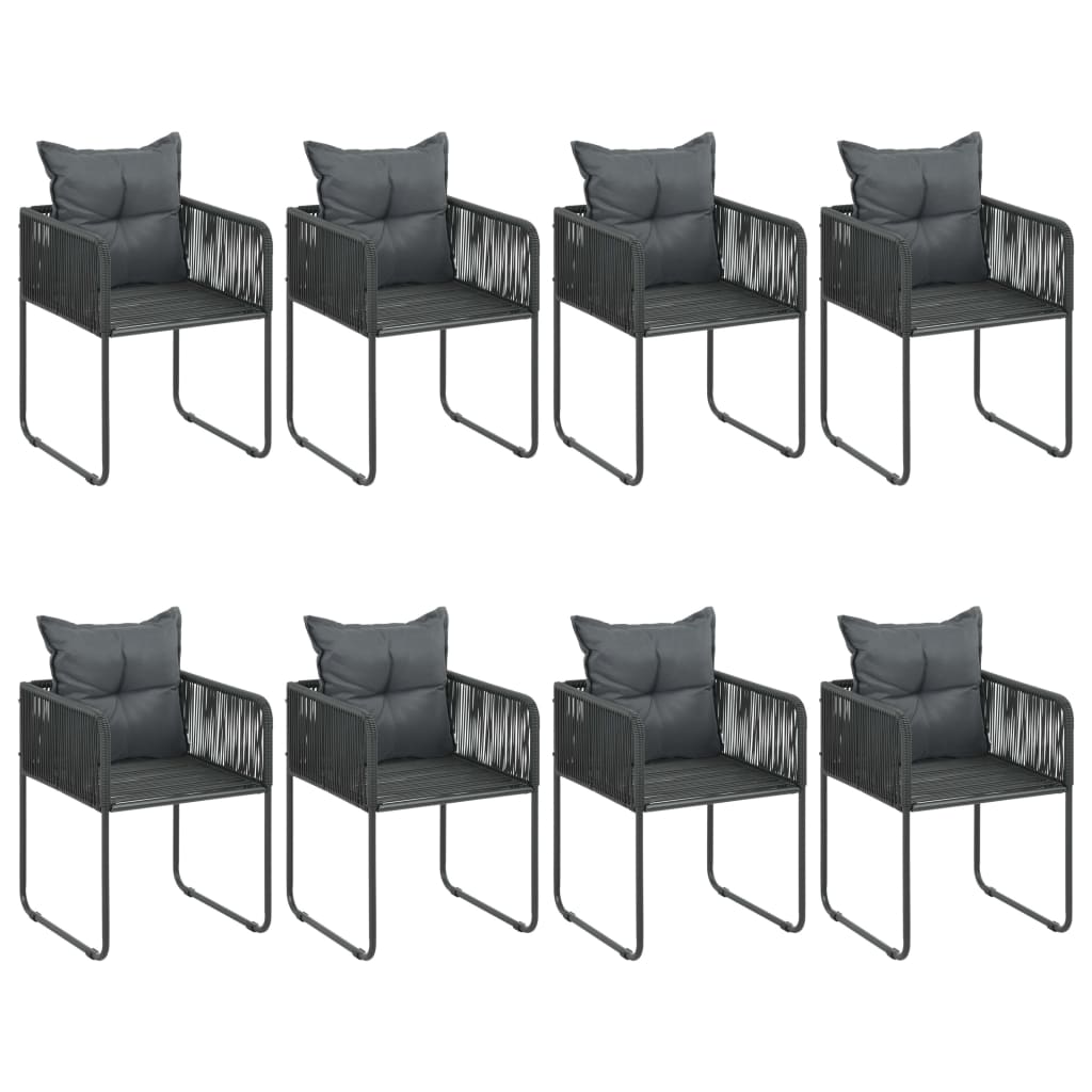 vidaXL Set mobilier de masă, 9 piese, negru, ratan PVC