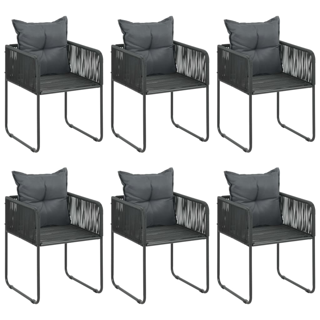 vidaXL Set mobilier de grădină, 7 piese, negru și maro, ratan PVC