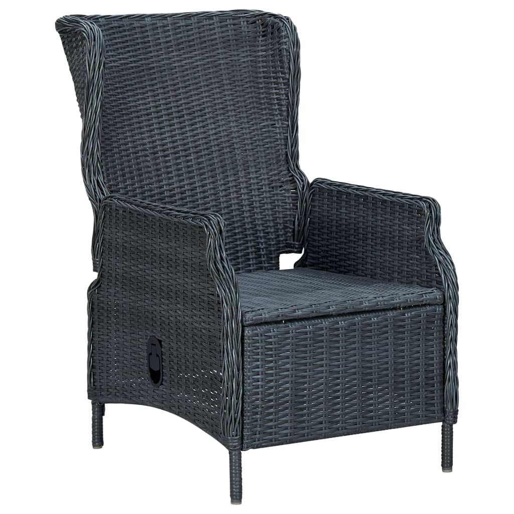 vidaXL Set mobilier exterior cu perne, 9 piese, gri închis, poliratan