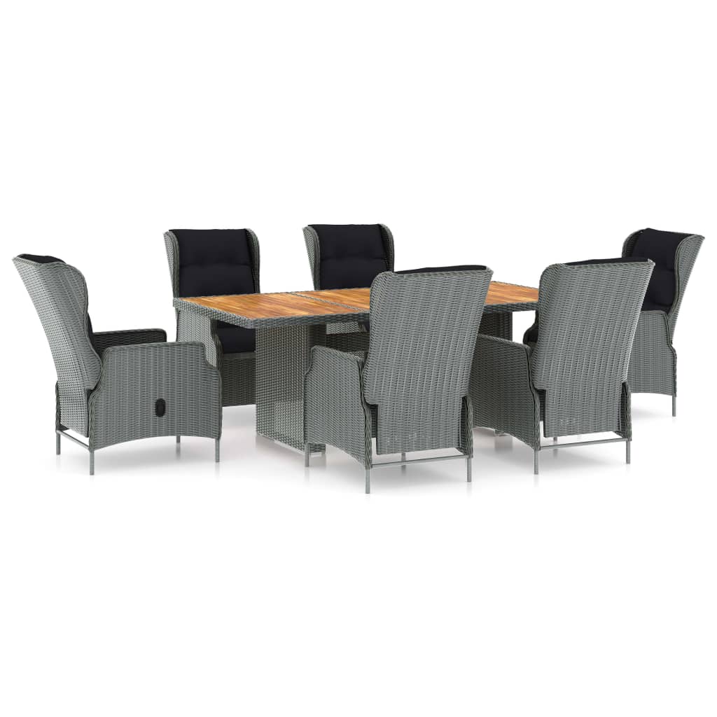 vidaXL Set mobilier exterior cu perne, 7 piese, gri deschis, poliratan vidaXL Set mobilier exterior cu perne, 7 piese, gri deschis, poliratan