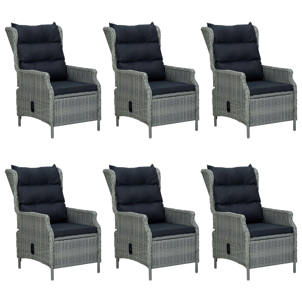 vidaXL Set mobilier exterior cu perne, 7 piese, gri deschis, poliratan vidaXL Set mobilier exterior cu perne, 7 piese, gri deschis, poliratan