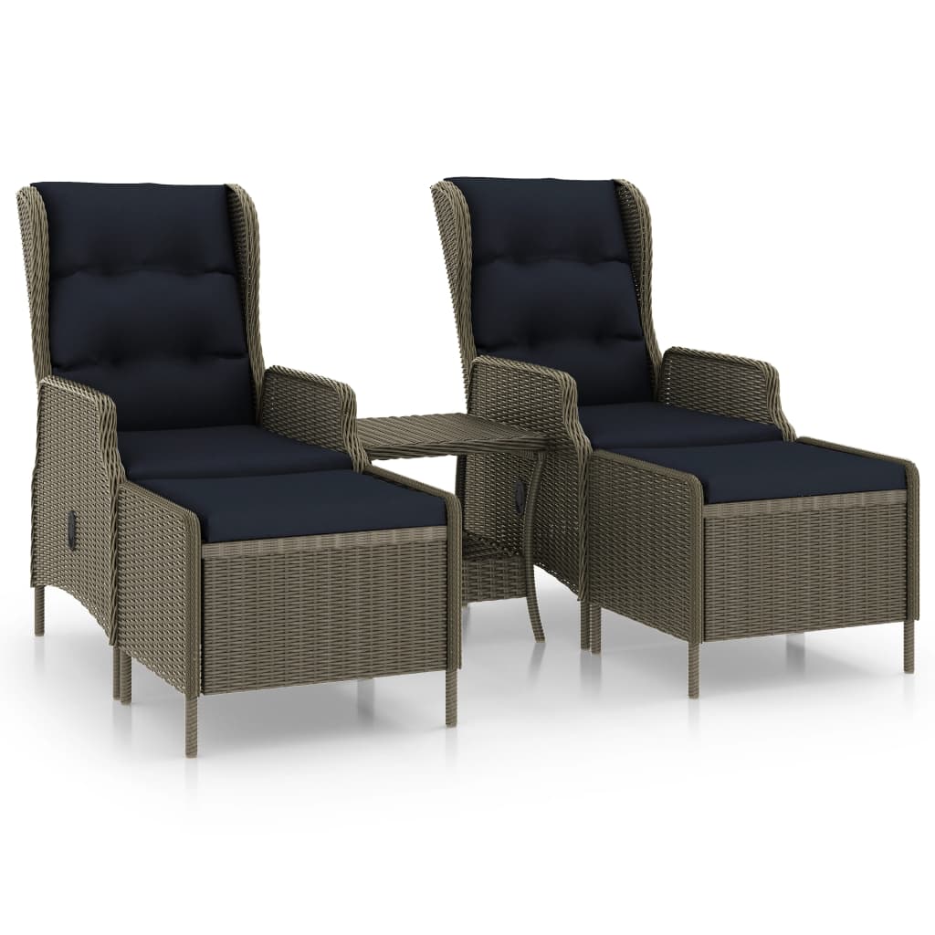 vidaXL Set mobilier de grădină, cu perne, 3 piese, maro, poliratan