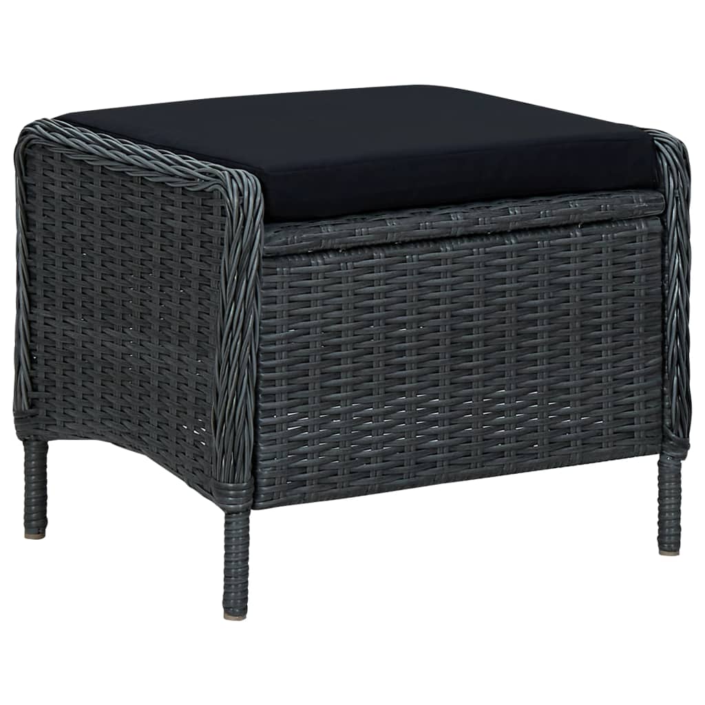 vidaXL Set mobilier exterior cu perne, 9 piese, gri închis, poliratan