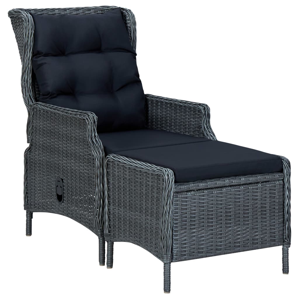 vidaXL Set mobilier exterior cu perne, 9 piese, gri închis, poliratan
