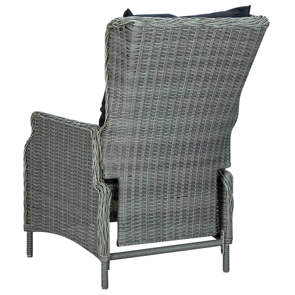 vidaXL Set mobilier exterior cu perne, 9 piese, gri deschis, poliratan
