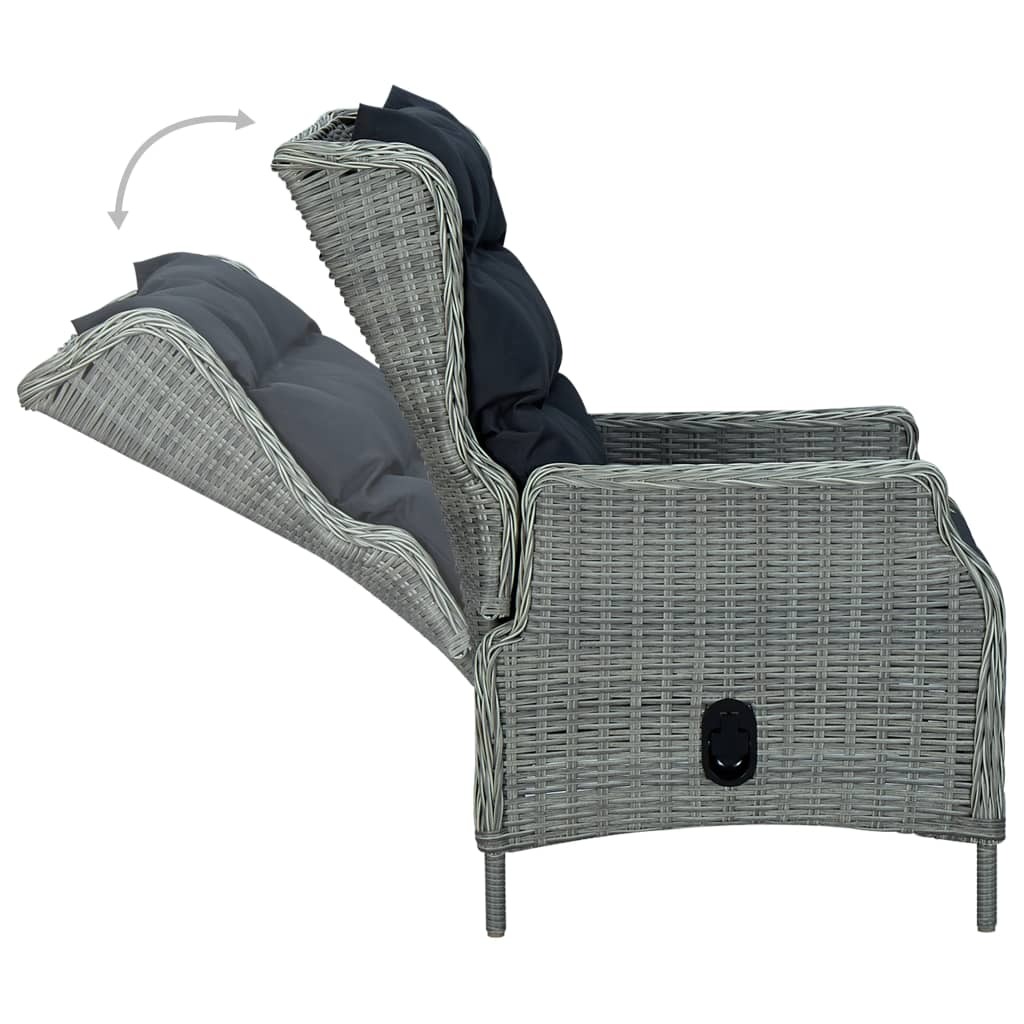 vidaXL Set mobilier exterior cu perne, 9 piese, gri deschis, poliratan