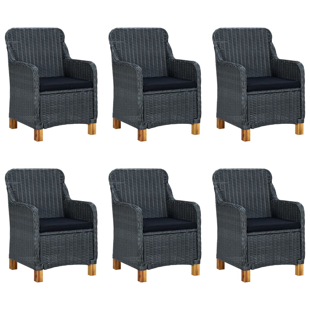 vidaXL Set mobilier exterior cu perne, 7 piese, gri închis, poliratan