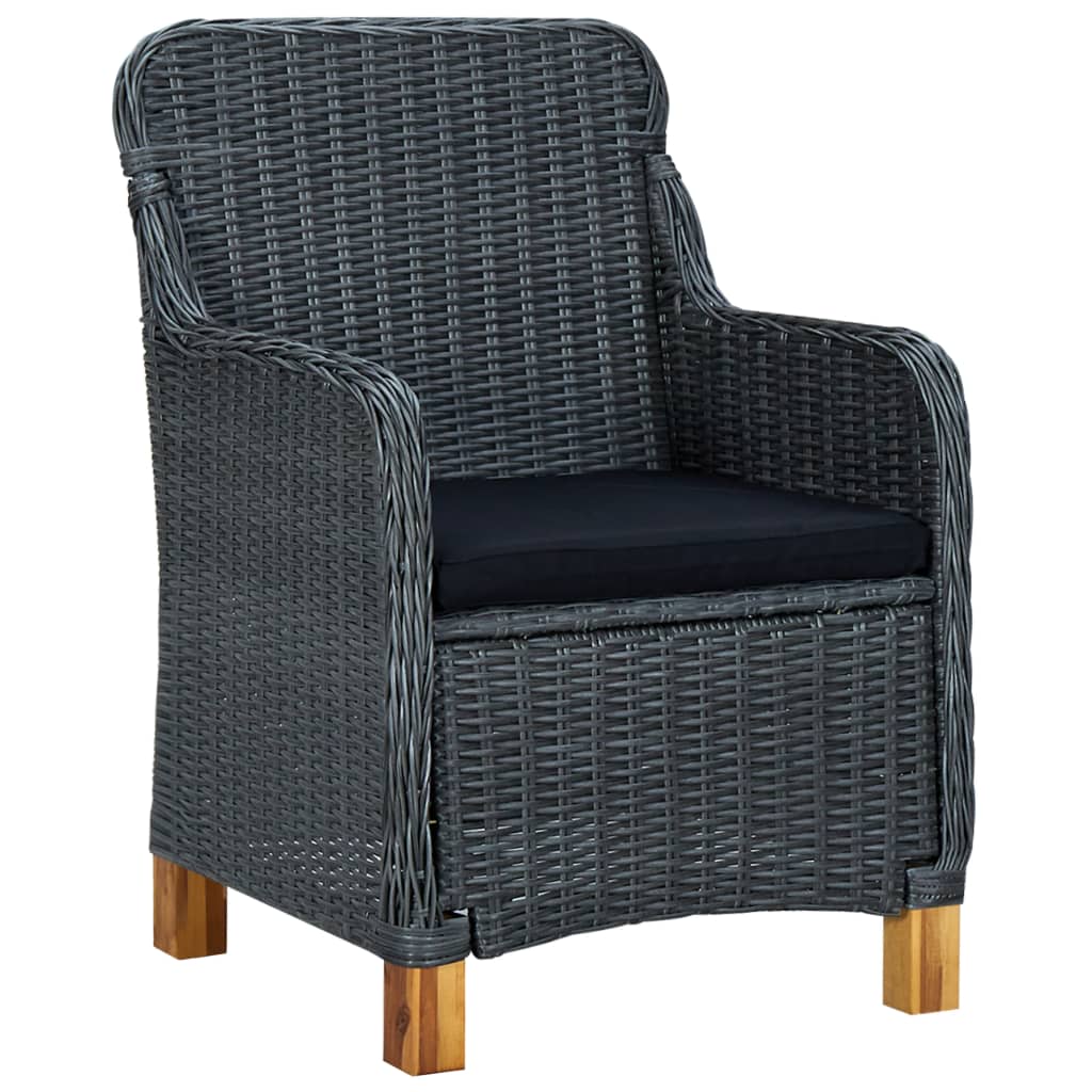 vidaXL Set mobilier exterior cu perne, 7 piese, gri închis, poliratan