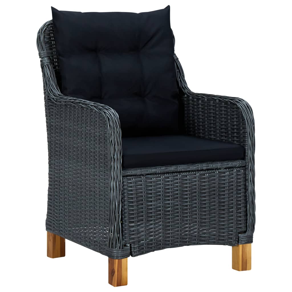 vidaXL Set mobilier exterior cu perne, 7 piese, gri închis, poliratan