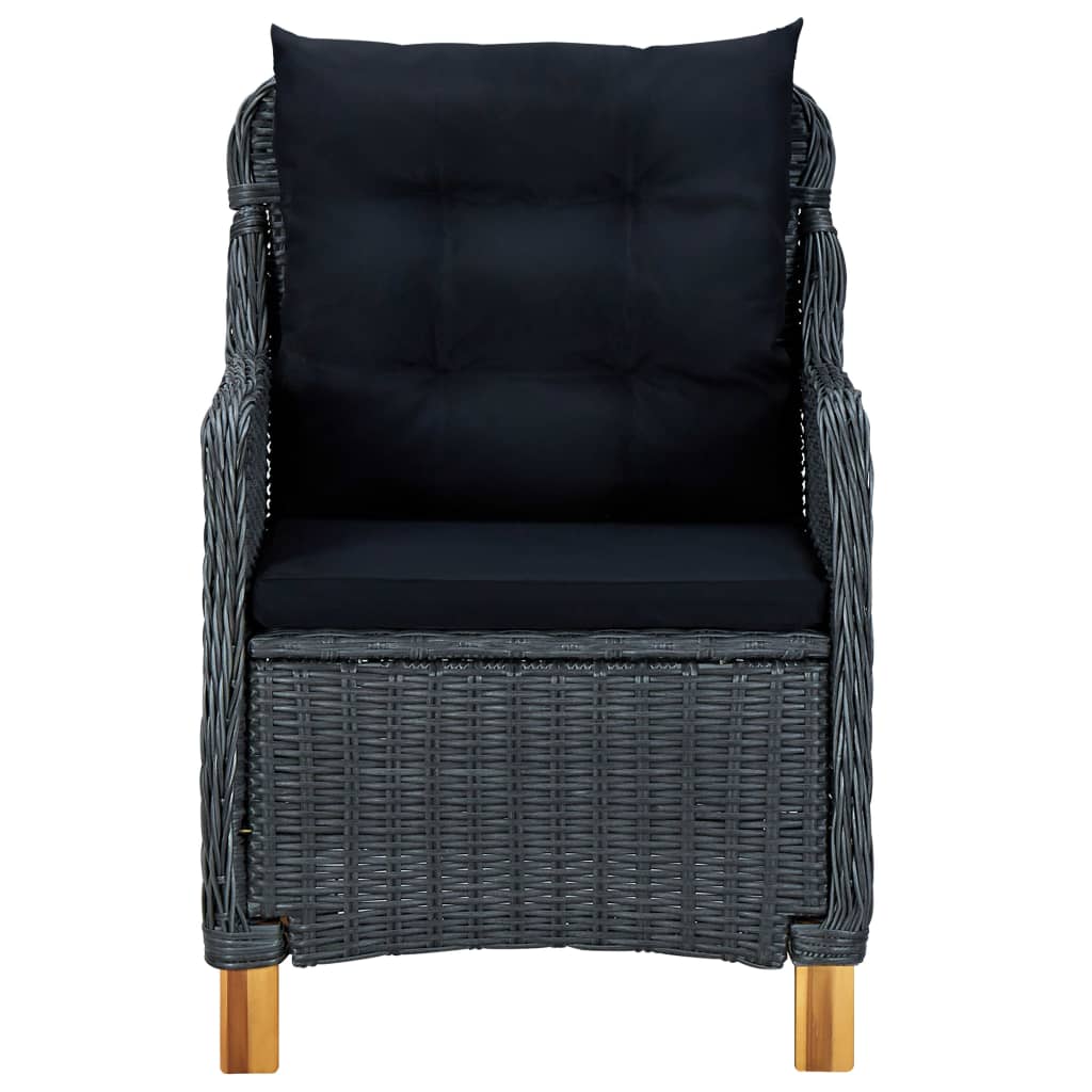 vidaXL Set mobilier exterior cu perne, 7 piese, gri închis, poliratan